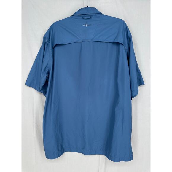 Habit Fishing Shirt Mens XL Blue Button Short Sleeve Pockets Lightweight - Picture 3 of 8